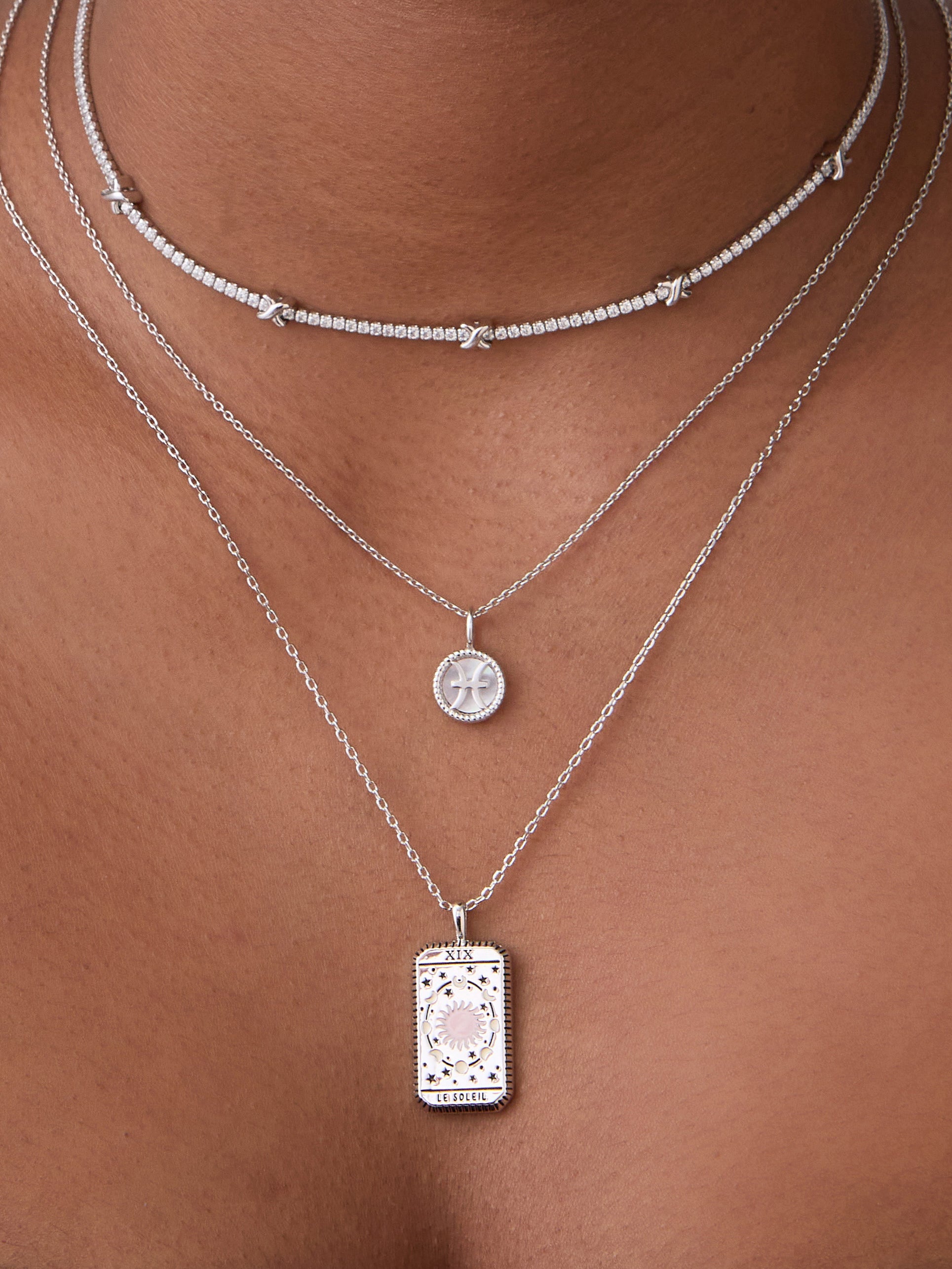 Pisces Zodiac Mother of Pearl 925 Sterling Silver Pendant