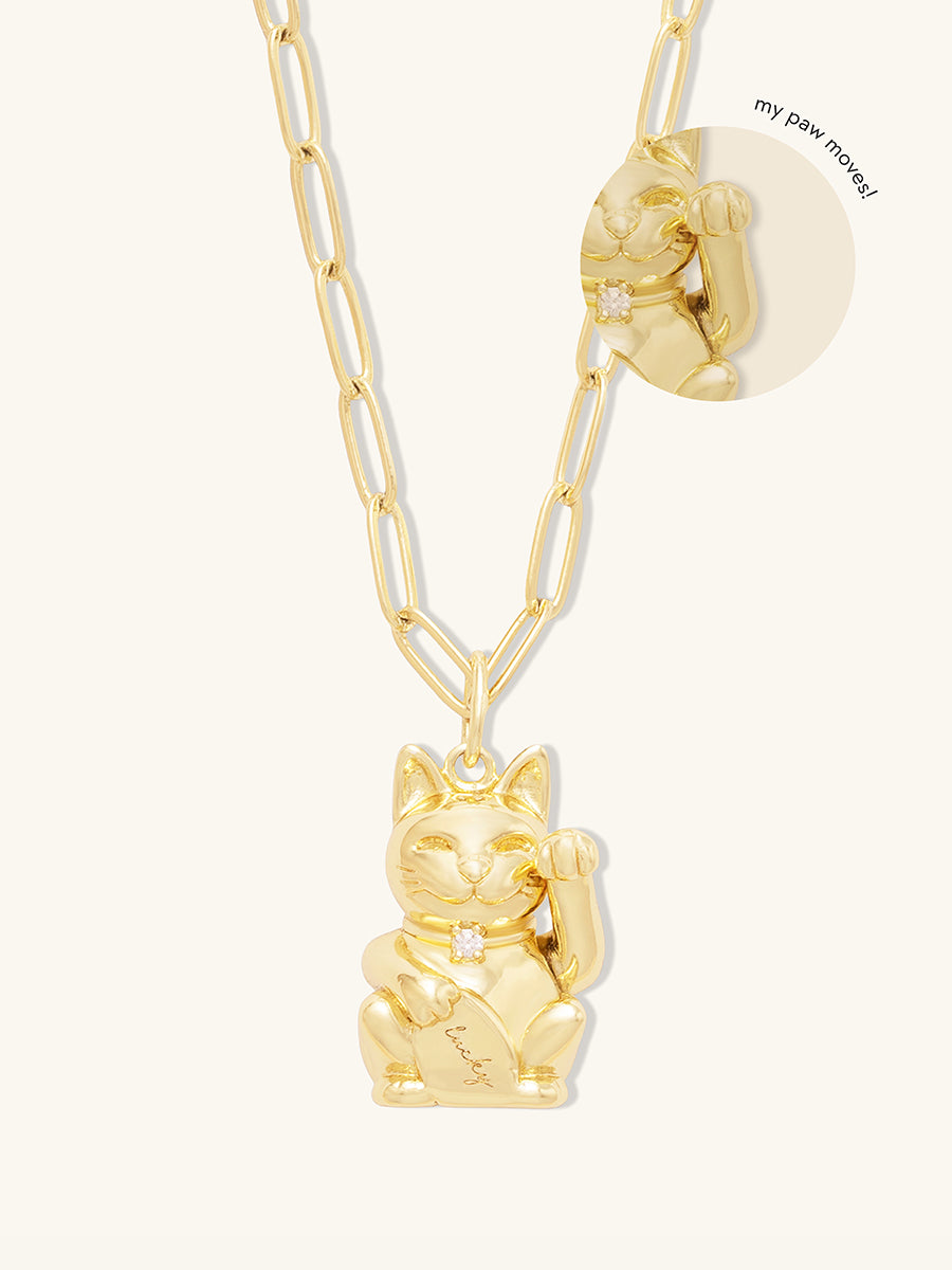 Lucky Cat Gold Necklace + more up to 70% off Wanderlust + Co birthday sale