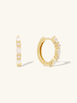 Marquise Pave Gold 11mm Huggie Earrings | Wanderlust + Co