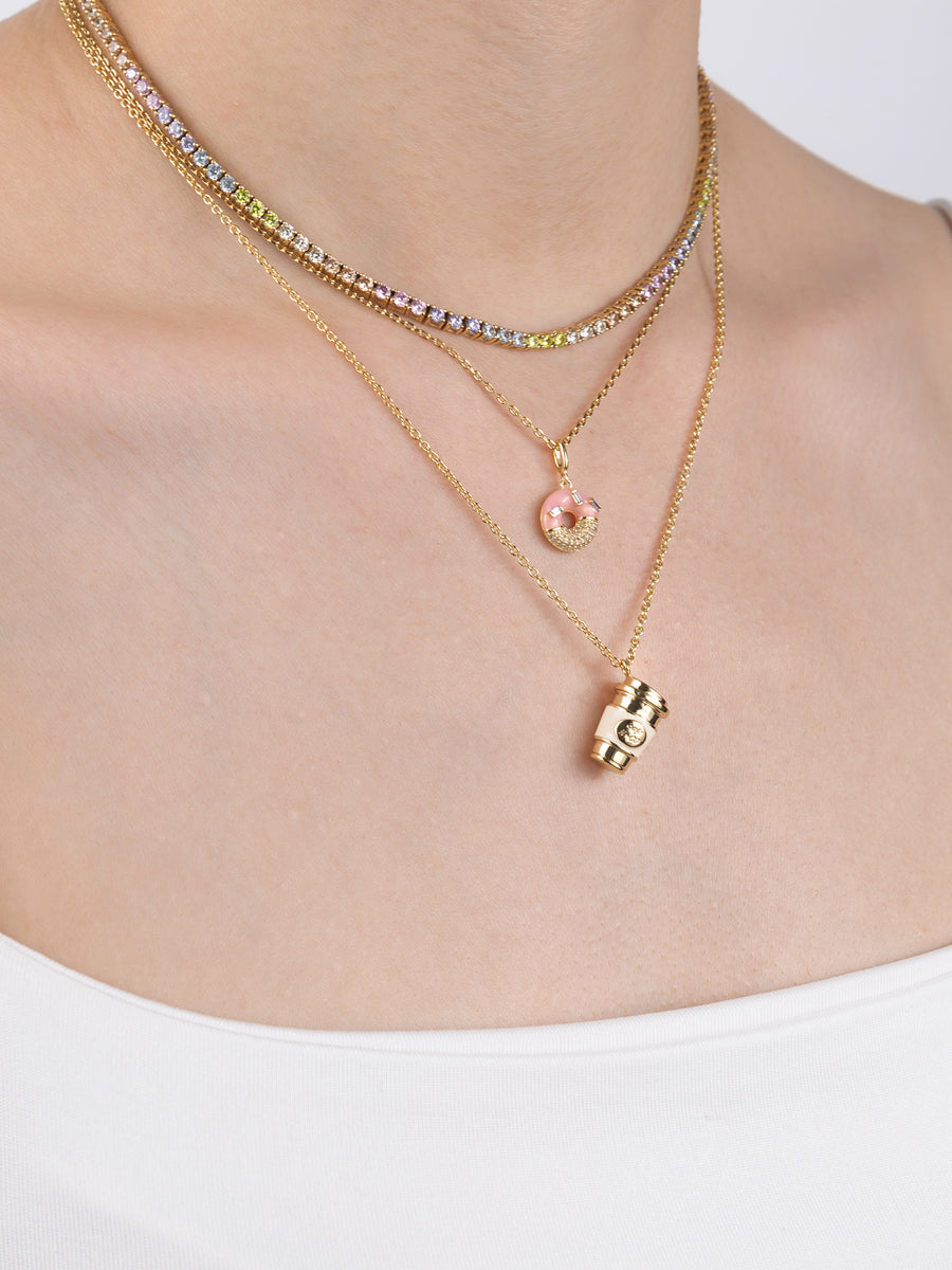 Donut Strawberry Glazed Gold Necklace | Wanderlust + Co
