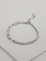 Pave Link Chain 925 Sterling Silver Tennis Bracelet | Wanderlust + Co