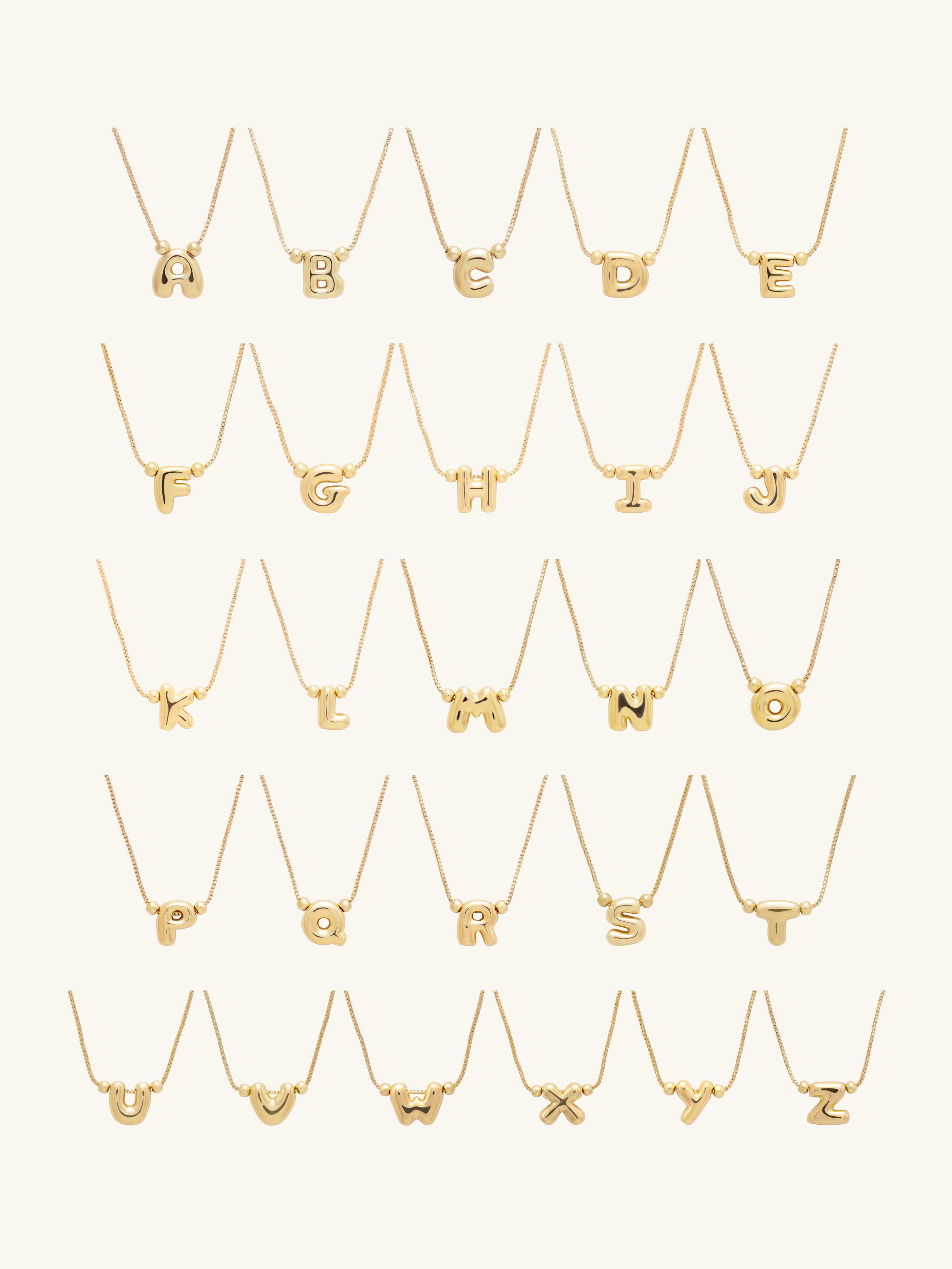Petite Alphabet Bubble Gold Necklace
