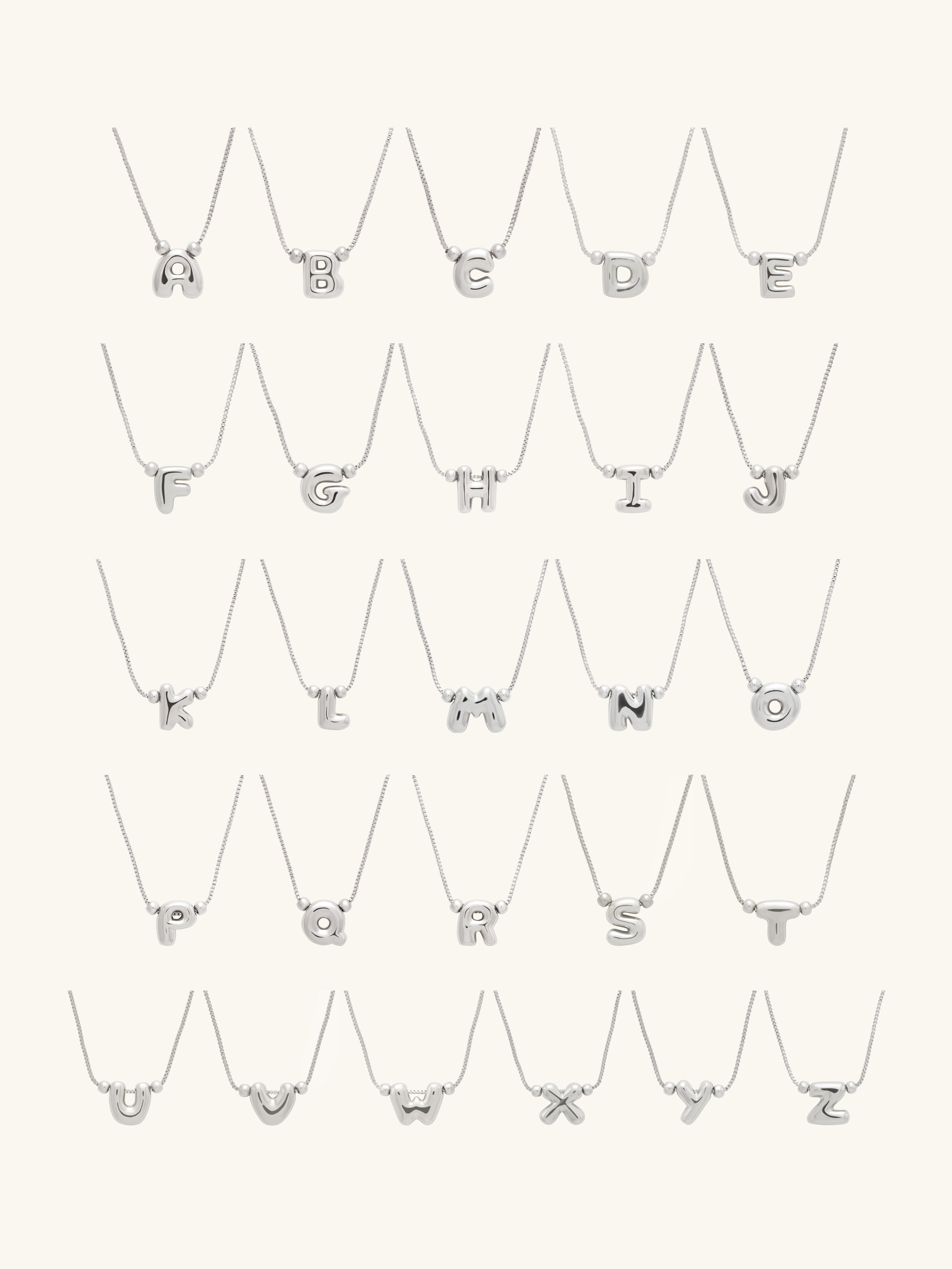 Petite Alphabet Bubble Silver Necklace