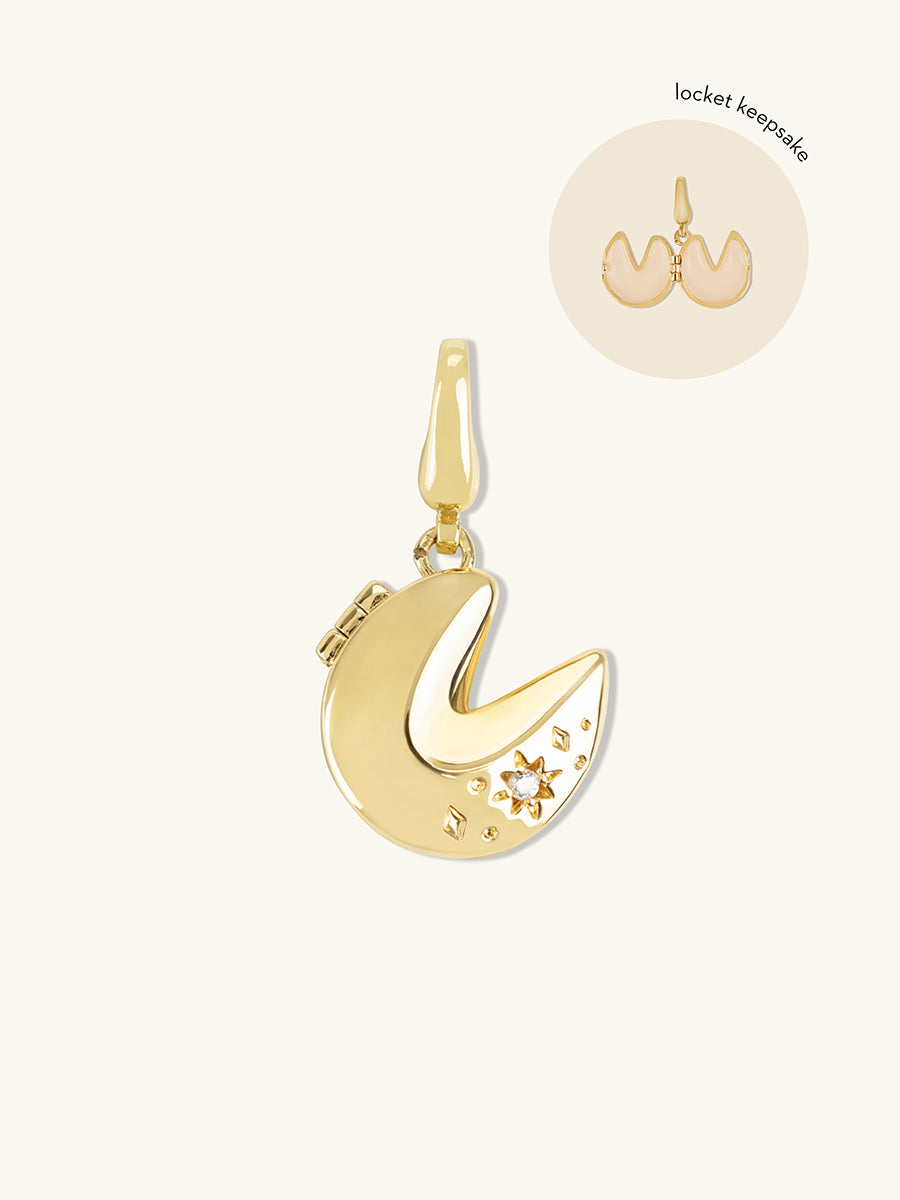 Petite Fortune Cookie Gold Locket Charm