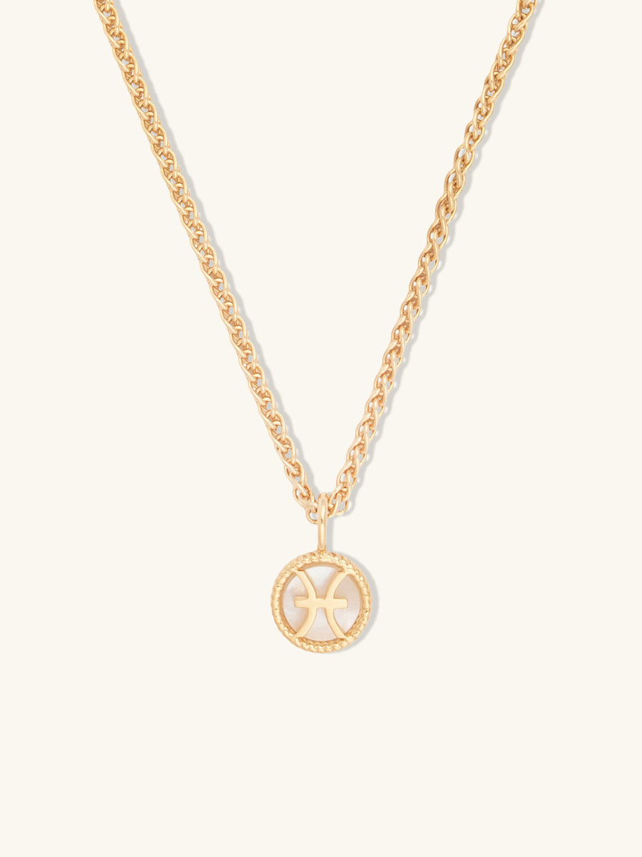 Pisces Zodiac Mother of Pearl 14K Gold Vermeil Pendant | Wanderlust + Co