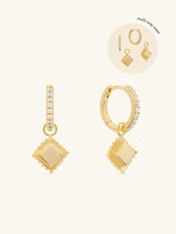 Ravioli Charm Gold Huggie Earrings