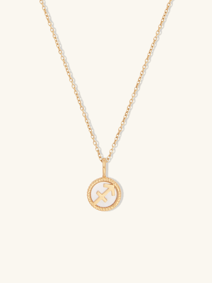 Sagittarius Zodiac Mother of Pearl 14K Gold Vermeil Pendant | Wanderlust + Co