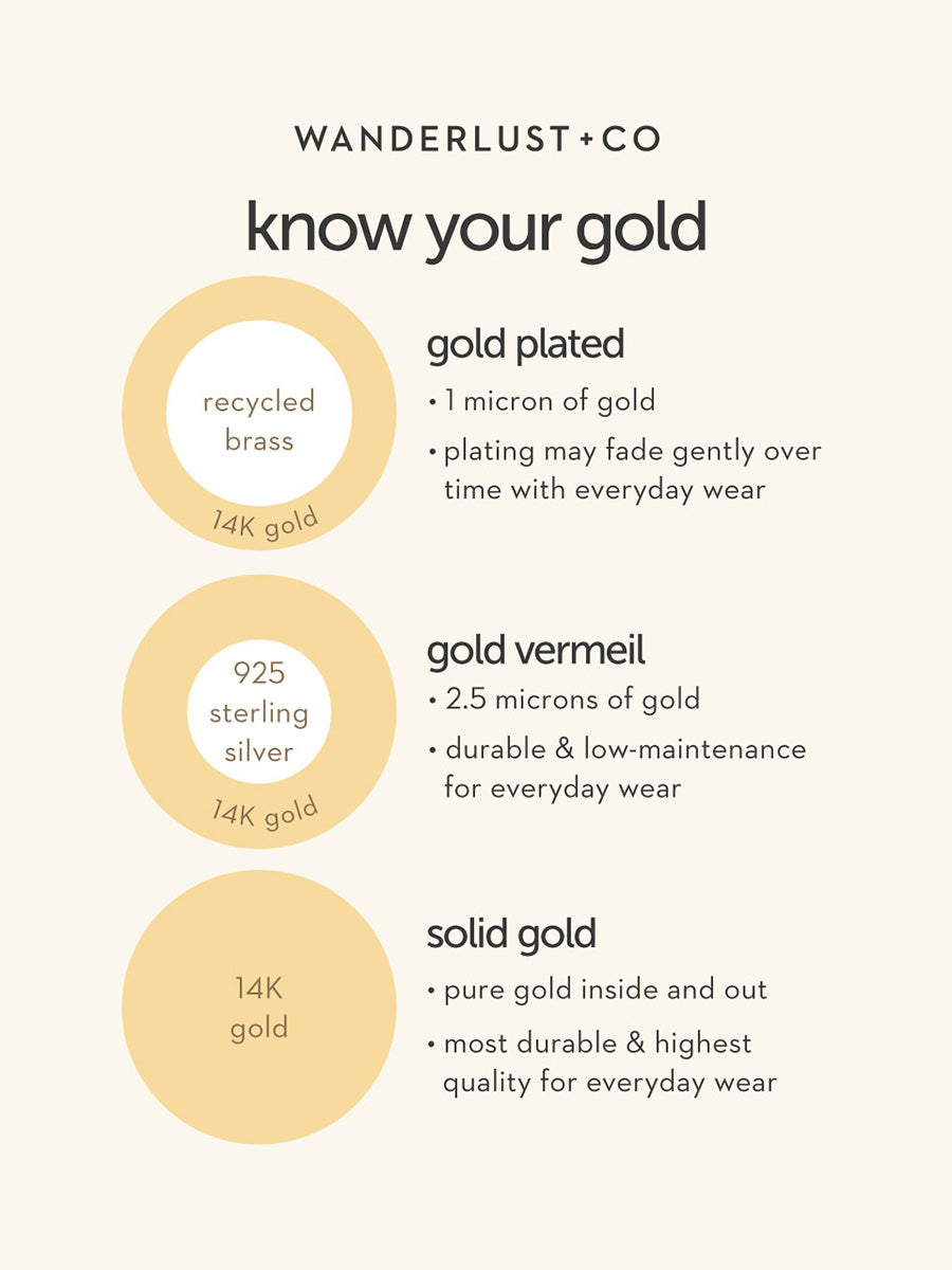 Crescent 14K Solid Gold Flat Back Earring Post