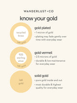 Crescent 14K Solid Gold Flat Back Earring Post