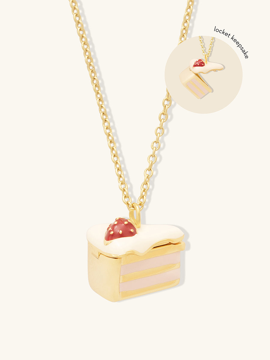 Strawberry Shortcake Gold Locket Necklace