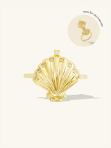 Sundaze Shell Gold Locket Ring