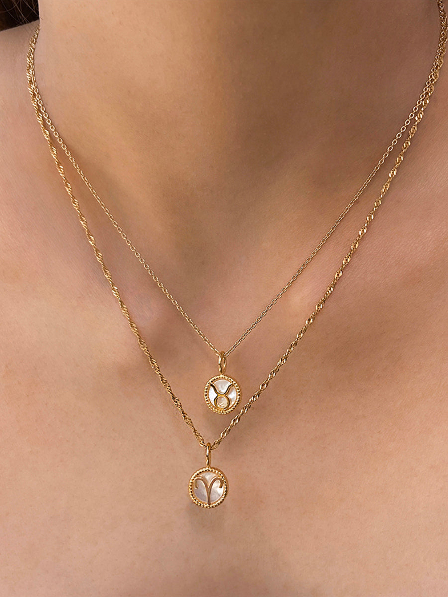 Aries Zodiac Mother of Pearl 14K Gold Vermeil Pendant | Wanderlust + Co