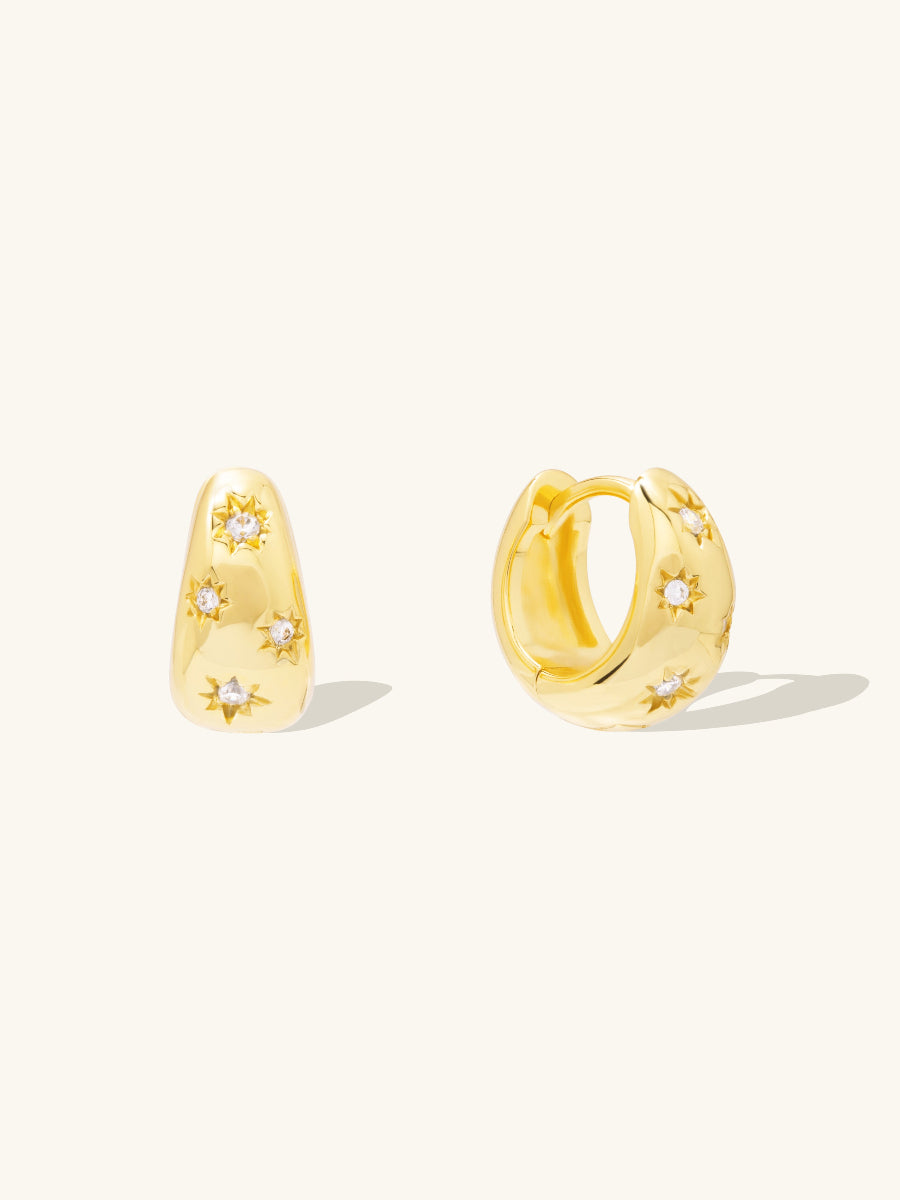 Teardrop Constellation Gold 7mm Baby Huggie Earrings | Wanderlust + Co