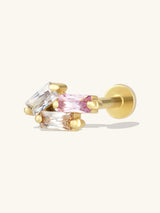 Trio Baguette Rainbow & Gold Flat Back Earring