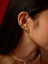 Rainbow Gem Gold 10mm Huggie Earrings