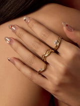 Scallop Petite Pave Gold Ring