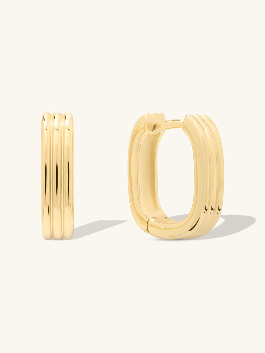 Triple Band Gold 10mm Huggie Earrings | Wanderlust + Co