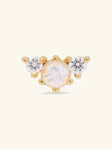 Cluster Diamond & Moonstone 14K Solid Gold Flat Back Earring | Wanderlust + Co