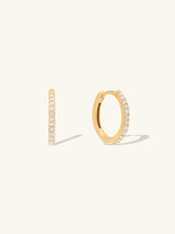 Classic Diamond Pave 14K Solid Gold 8mm Baby Huggie Earrings | Wanderlust + Co