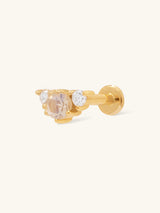 Cluster Diamond & Moonstone 14K Solid Gold Flat Back Earring | Wanderlust + Co