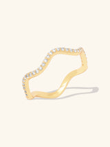 Scallop Petite Pave Gold Ring | Wanderlust + Co