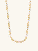 Heart Bezel 14K Gold Vermeil Tennis Necklace