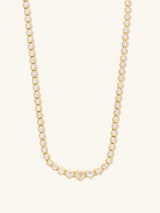 Heart Bezel 14k Gold Vermeil Tennis Necklace | Wanderlust + Co