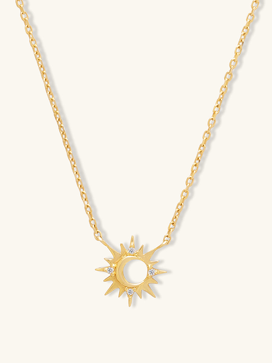 Sunburst Diamond 14K Solid Gold Necklace | Wanderlust + Co