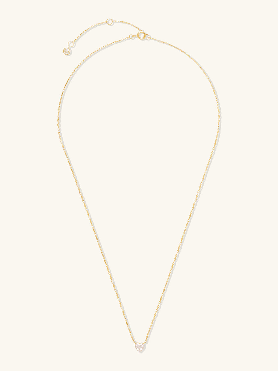 Solitaire Heart Diamond 14K Solid Gold Necklace | Wanderlust + Co