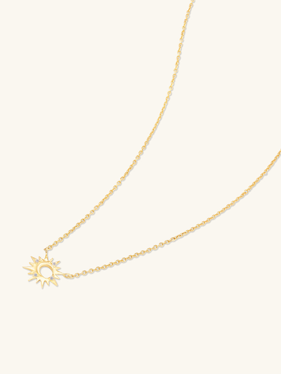 Sunburst Diamond 14K Solid Gold Necklace | Wanderlust + Co
