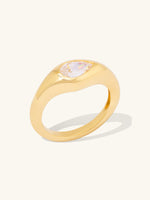 Teardrop 14K Solid Gold Signet Ring