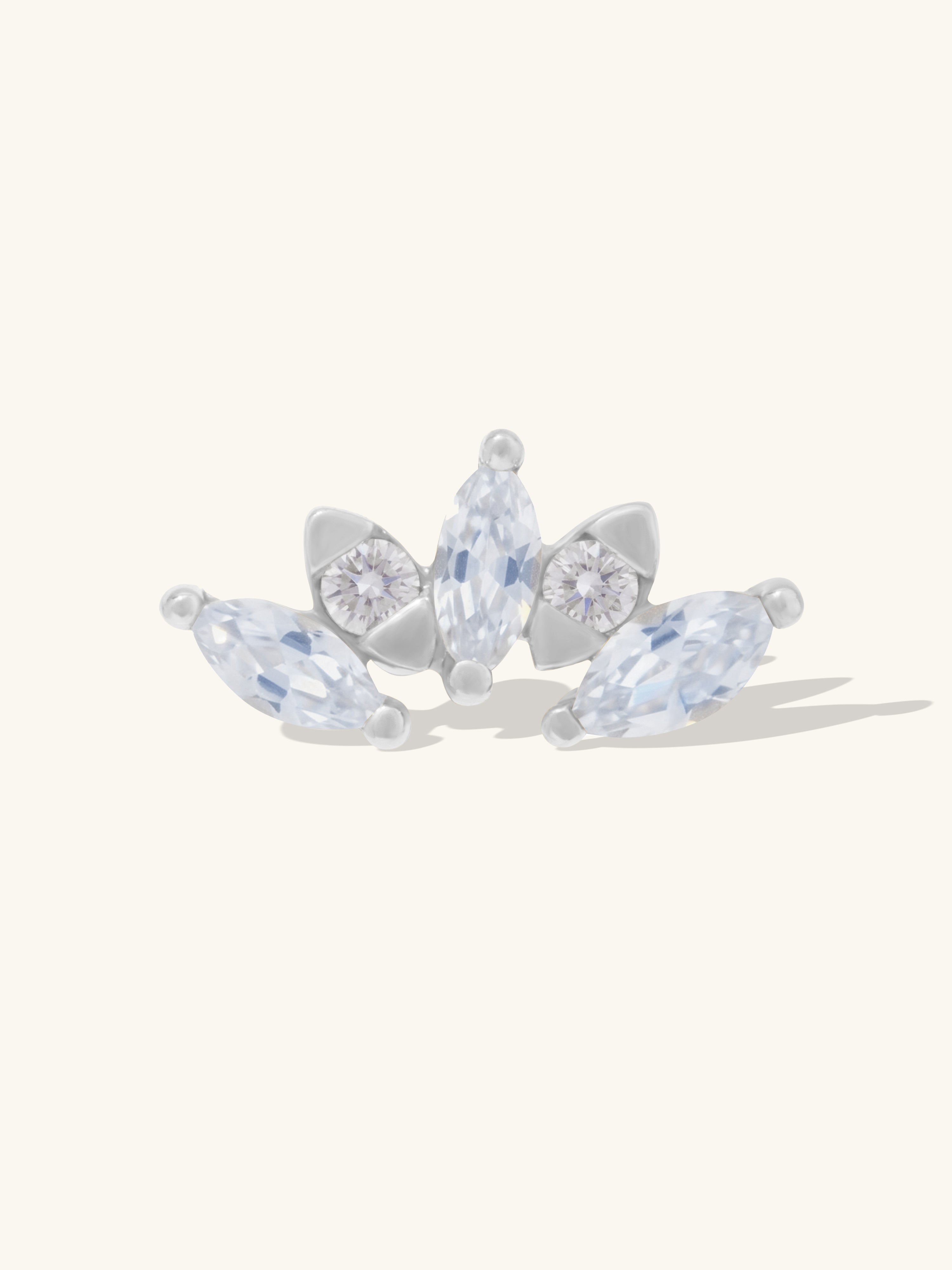 Diamond Sunrays 14K White Gold Flat Back Earrings