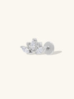 Diamond Sunrays 14K White Gold Flat Back Earrings