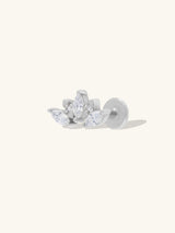 Diamond Sunrays 14K White Gold Flat Back Earrings