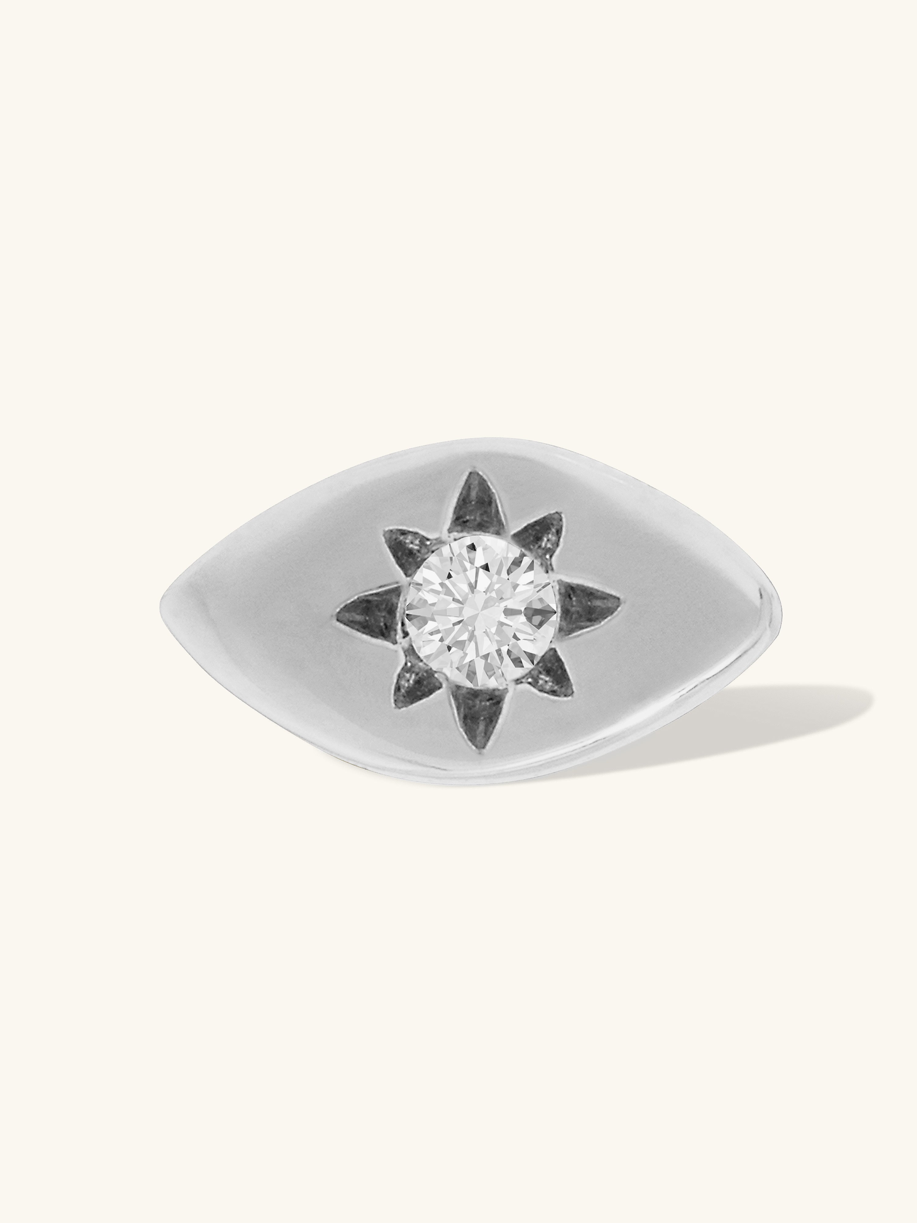 Talisman Eye Diamond 14K White Gold Flat Back Earring