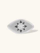 Talisman Eye Diamond 14K White Gold Flat Back Earring