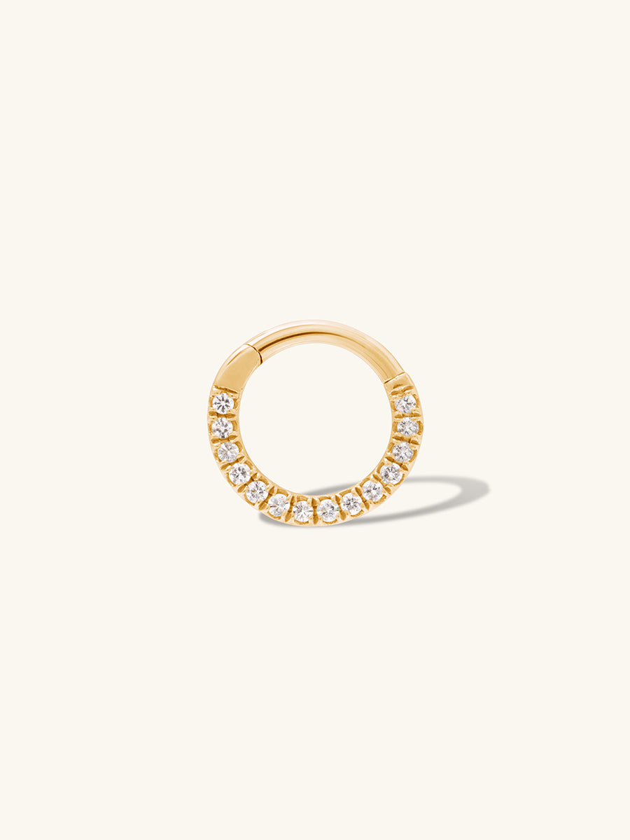 Eternity Diamond Pave 14K Solid Gold Clicker Hoop Earring | Wanderlust + Co