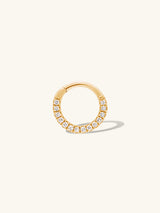 Eternity Diamond Pave 14K Solid Gold Clicker Hoop Earring | Wanderlust + Co
