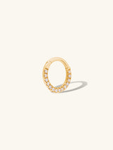 Eternity Diamond Pave 14K Solid Gold Clicker Hoop Earring | Wanderlust + Co