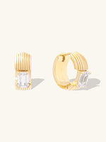 Fluted Emerald 14K Gold Vermeil Huggie Earrings