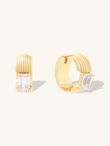 Fluted Emerald 14K Gold Vermeil Huggie Earrings | Wanderlust + Co