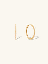 Eternity Diamond Pave 14K Solid Gold 17mm Huggie Earrings | Wanderlust + Co