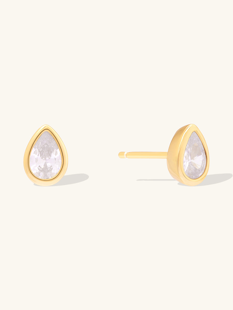 Teardrop Bezel 14K Gold Vermeil Stud Earrings | Wanderlust + Co
