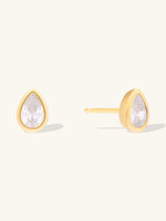 Teardrop Bezel 14K Gold Vermeil Stud Earrings
