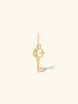 Diamond Crescent Key 14K Solid Gold Charm | Wanderlust + Co