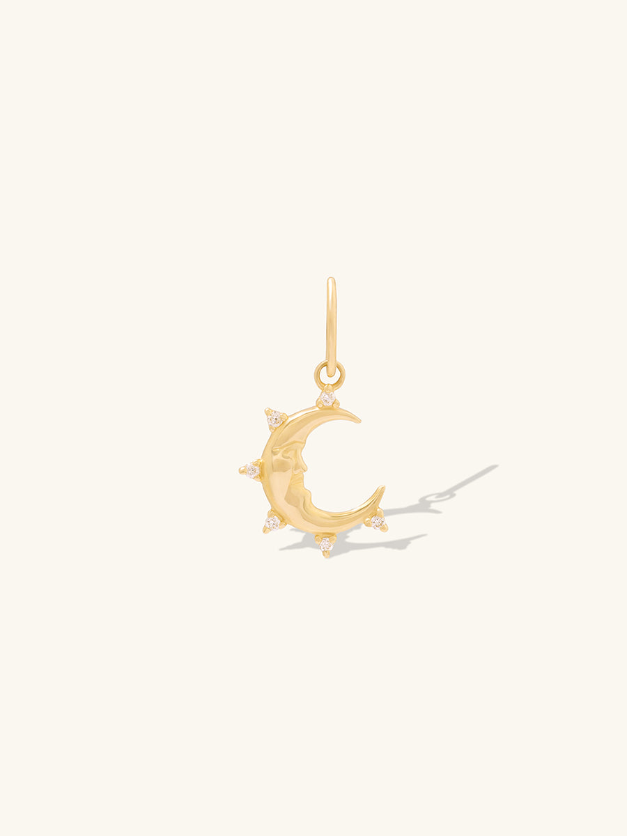 Diamond Crescent 14K Solid Gold Charm | Wanderlust + Co