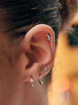 Floating Diamond 14K White Gold 10mm Huggie Earrings