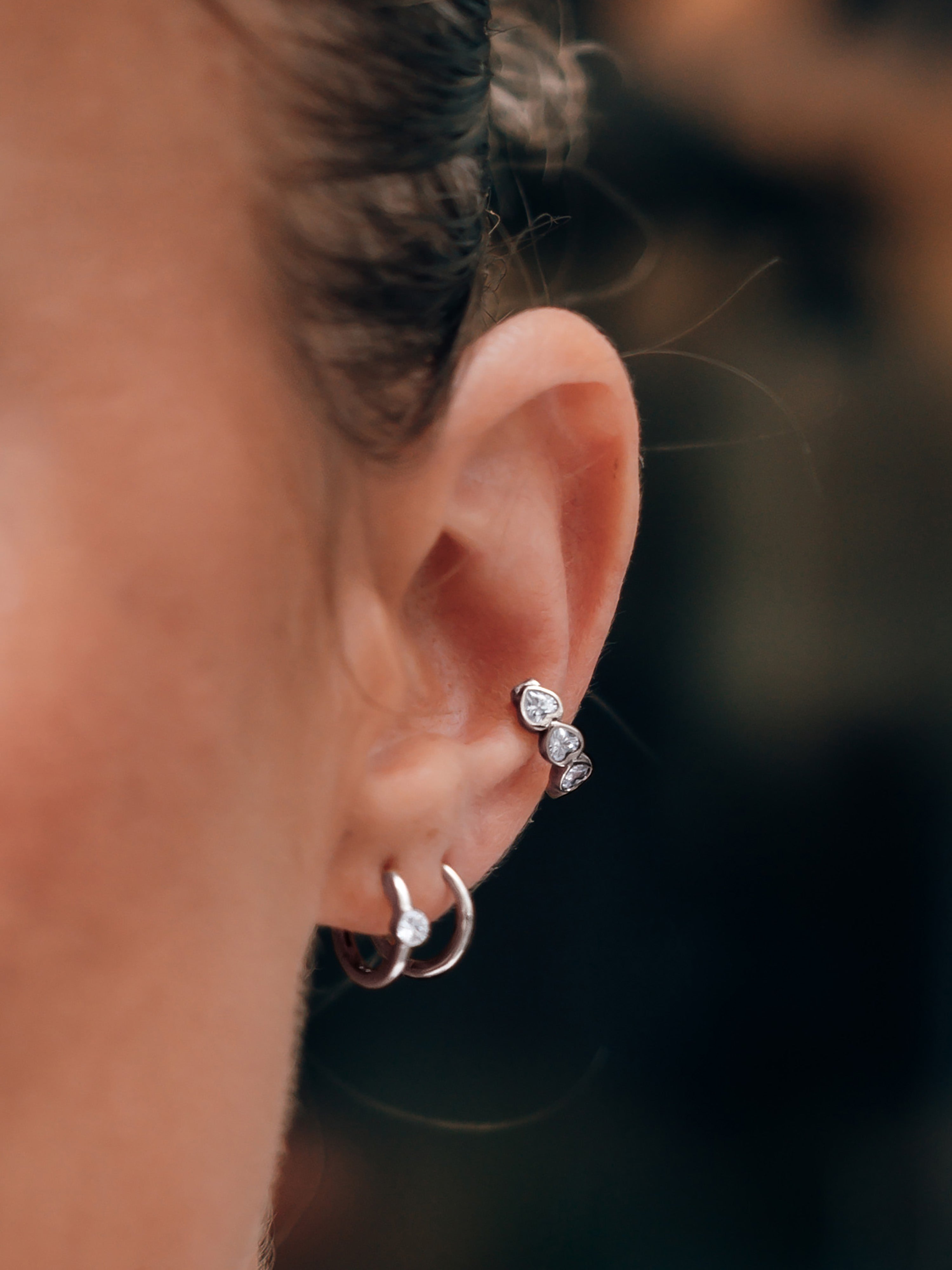 Heart Bezel Silver 9mm Ear Cuff