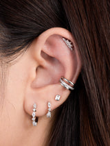 Marquise Pave Silver 8mm Huggie Earrings