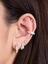 Trio Marquise Rainbow & Silver Flat Back Earring